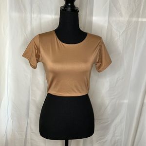 NastyGal Camel Crop Top Fitted size 6 NWT